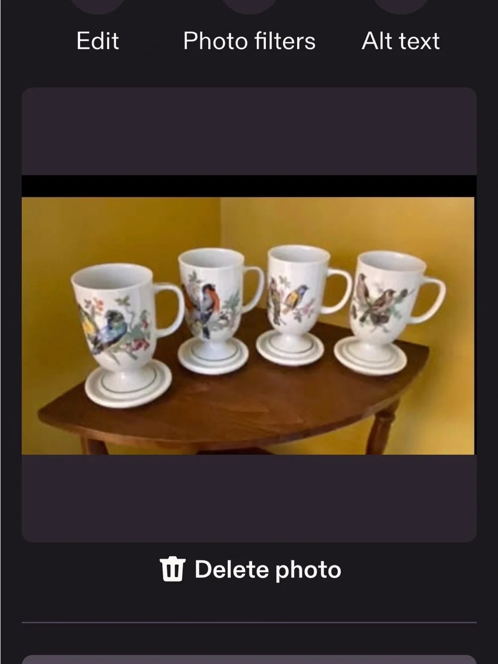 Unique Vintage White Porcelain Bird Footed Mugs with Multicolor Floral Accents